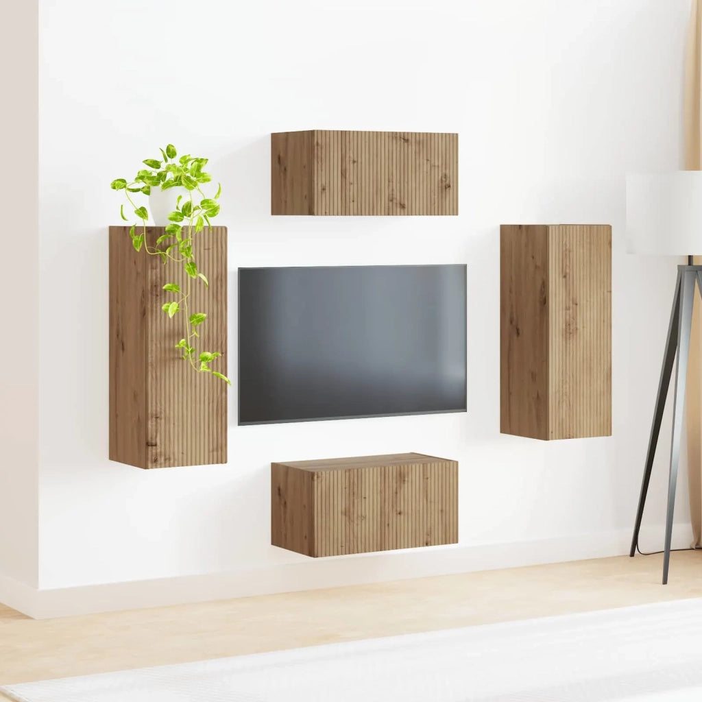 Set mobile TV 2 pcs Rovere artigianale Legno multistrato