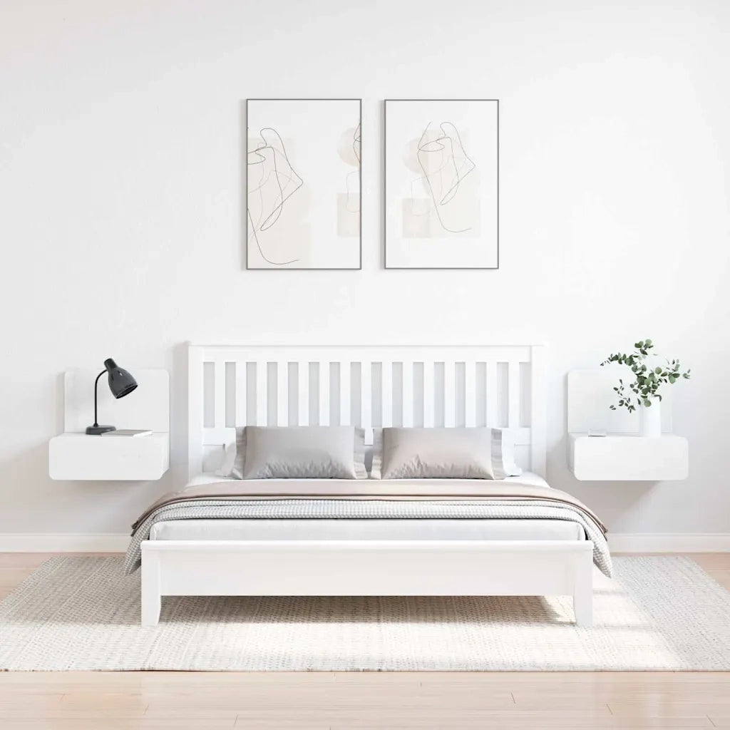 Comodino 2 pcs Bianco 44 x 32,5 x 40 cm Legno di pino massello 873490