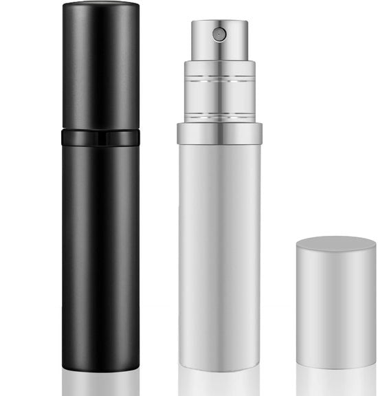 Spruzzatore di profumo portatile 5 ml - con valvola - contenitore di profumo - trasportabile - in alluminio - leggero - per uso in viaggio - flacone di profumo