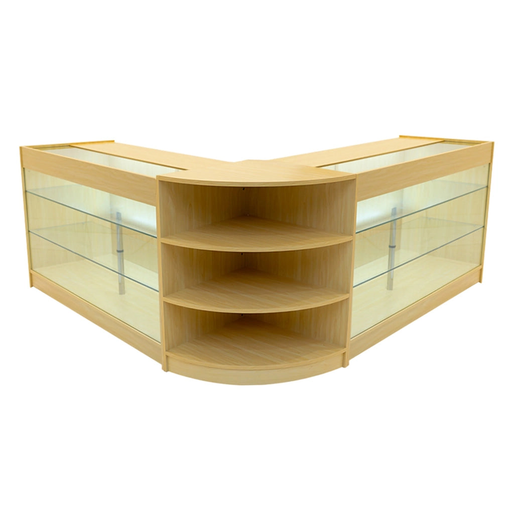 Set Bancone Acero Apollo LED K1500 LM60 con Vetrina Espositiva 3 Ripiani
