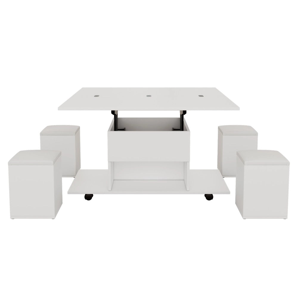 Tavolino Sollevabile Multifunzionale ¨C MINIMAL ¨C Bianco, Piano Allungabile, Legno, Moderno