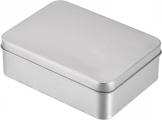 Bilico metallico con coperchi in colore argento, 12,5x9x4 cm - Cassetto di archiviazione per spezie e accessori