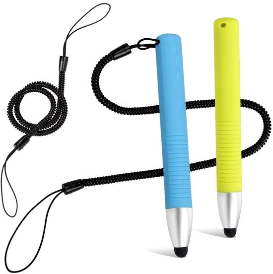 Penne per tastare per bambini - 2 pezzi - Pennarelli capacitive - Corda elastica - Materiale plastico/rubber - 10,2x1,2cm - Pennarelli per tastare
