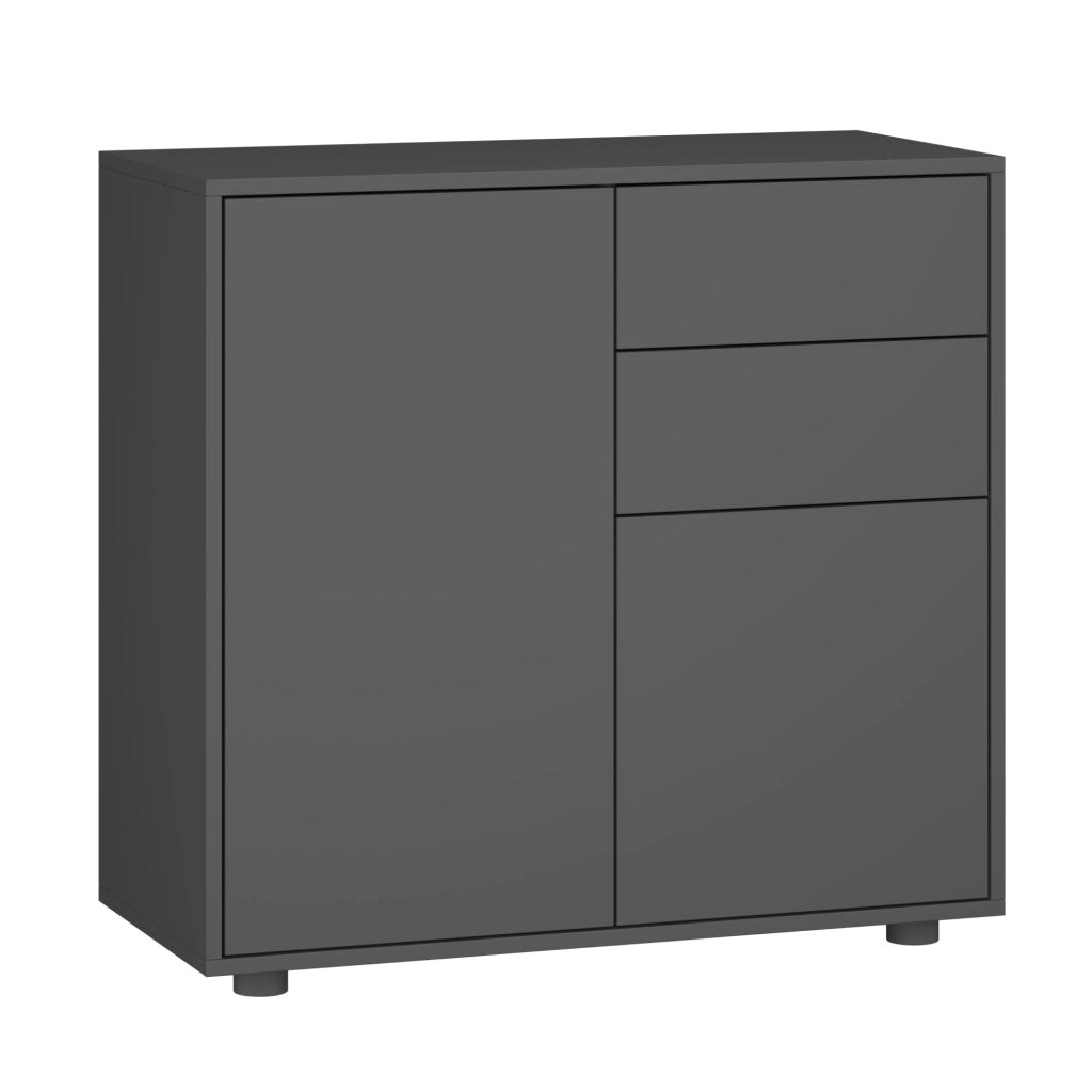 Comò Paarl con 2 Ante e 2 Cassetti 74x79x36 cm - Grigio Scuro Opaco [en.casa]
