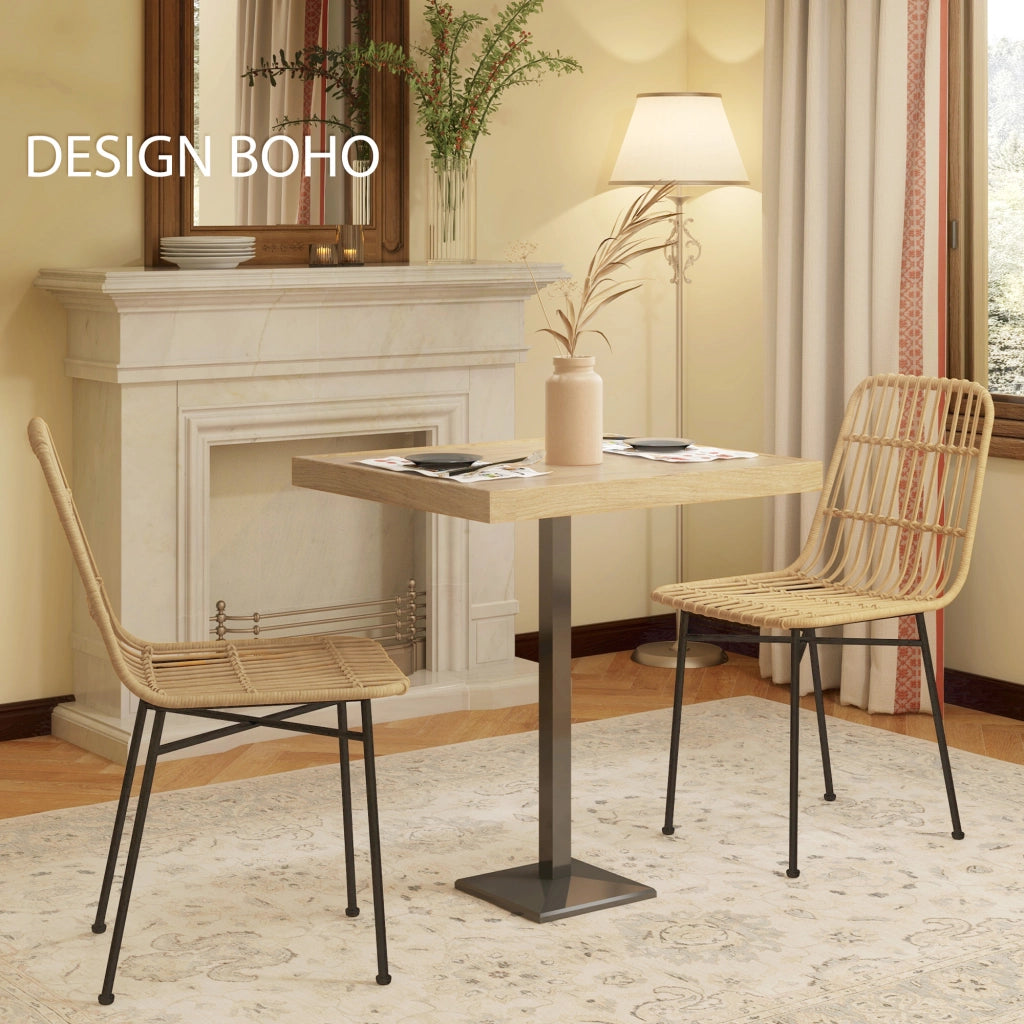 Set 2 Sedie da Pranzo ¨C Zephmum ¨C Rattan PE, Acciaio, Giallo, 45x57x83 cm