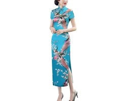 Abito maxi con maniche corte e alto slancio - Outfit per il Capodanno cinese