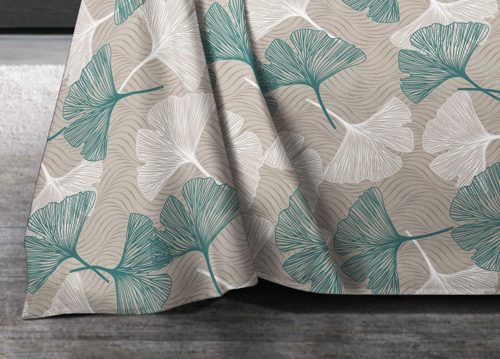 Telo Arredo Granfoulard Copritutto Salvadivano 100% Cotone Dis. Ginko - Singolo - Verde