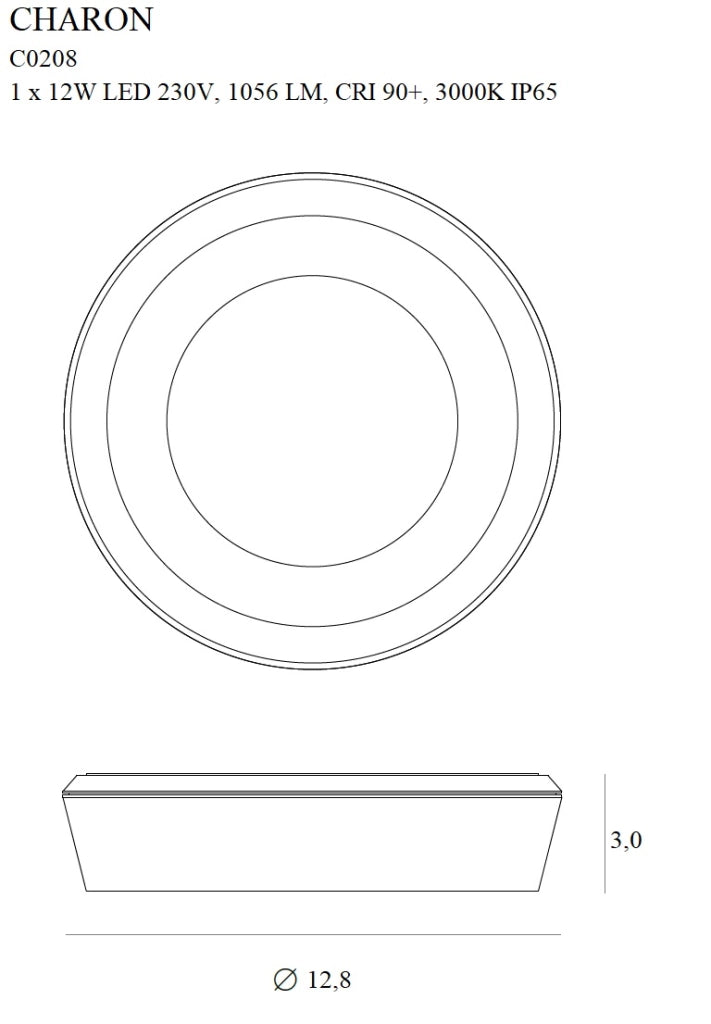 Spot soffitto tondo nero LED 11W IP65 Charon Maxlight