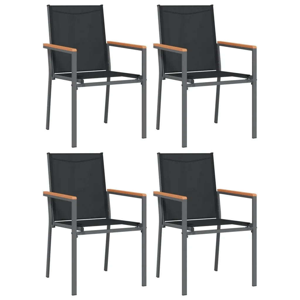Sedie da Giardino 4 pz | Sedie da Esterno Nere 55x61,5x90 cm Textilene e Acciaio