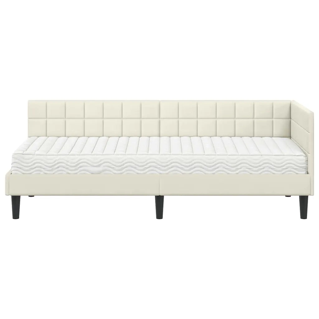 Struttura Letto Angolare con Materasso 2 pcs Crema Velluto 3393965