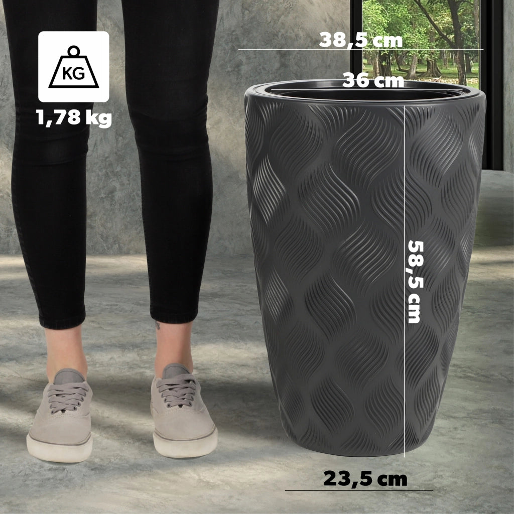 Vaso da fiori KADAX con inserto 58 cm, copertura per vaso da fiori in plastica alta