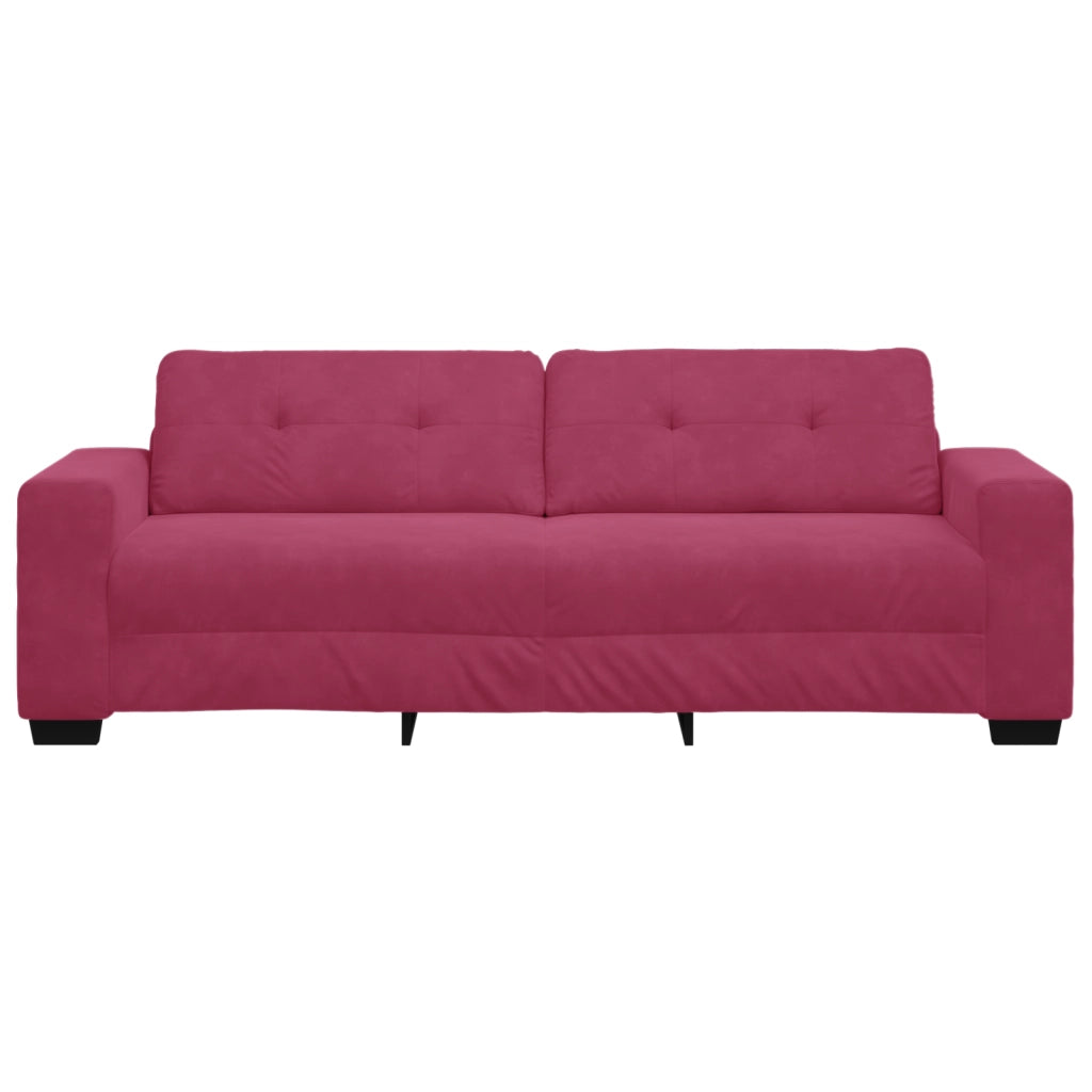 Divano 3 posti  Rosso vino 180 cm in velluto