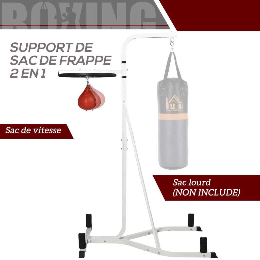 Sacco da boxe 2 in 1 con supporto e pera velocita' ¨C zephmum ¨C bianco 156x115x224 cm