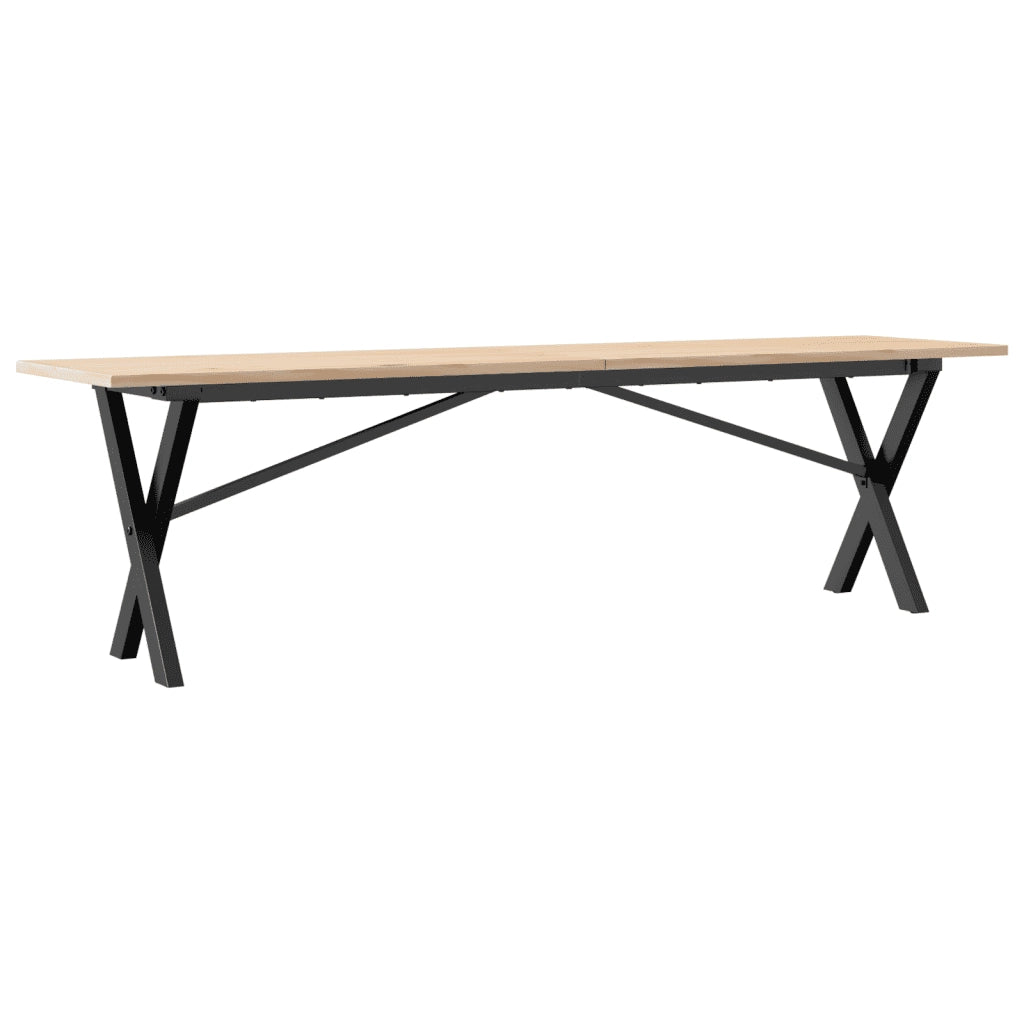 Tavolino Salotto Telaio a X-Tavolino da soggiorno 160x40x45 cm Legno Pino e Acciaio