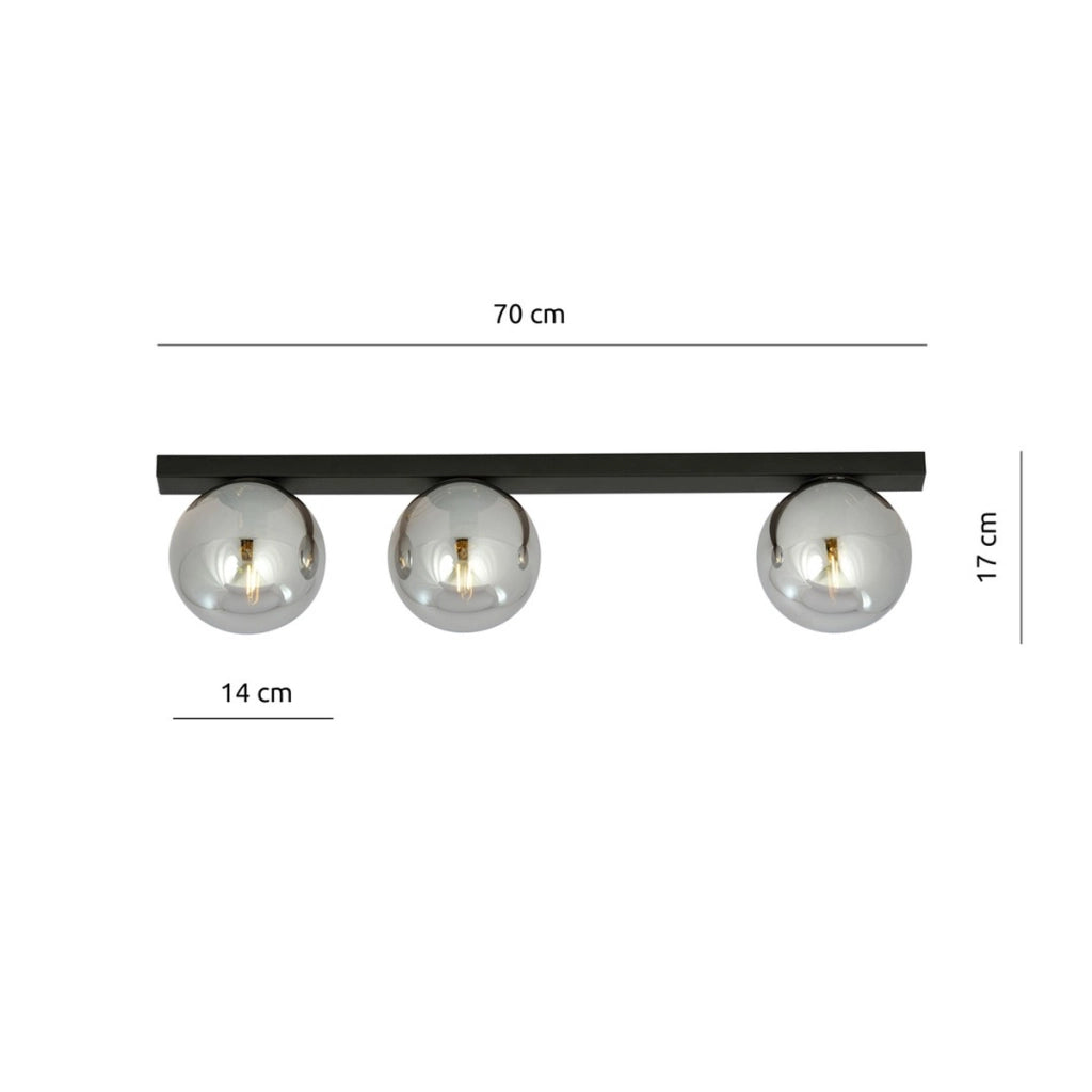 Lampada a sospensione FIT in acciaio nero con diffusori in vetro grafite