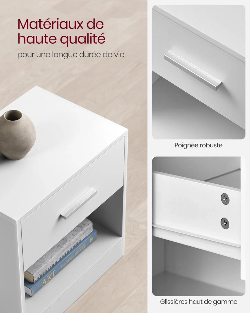 Comodino set da 2 tavolini laterali 28 x 39 x 41 cm con cassetto maniglia scomparto aperto tavolino da caffè per camera da letto soggiorno marrone 12_0007664