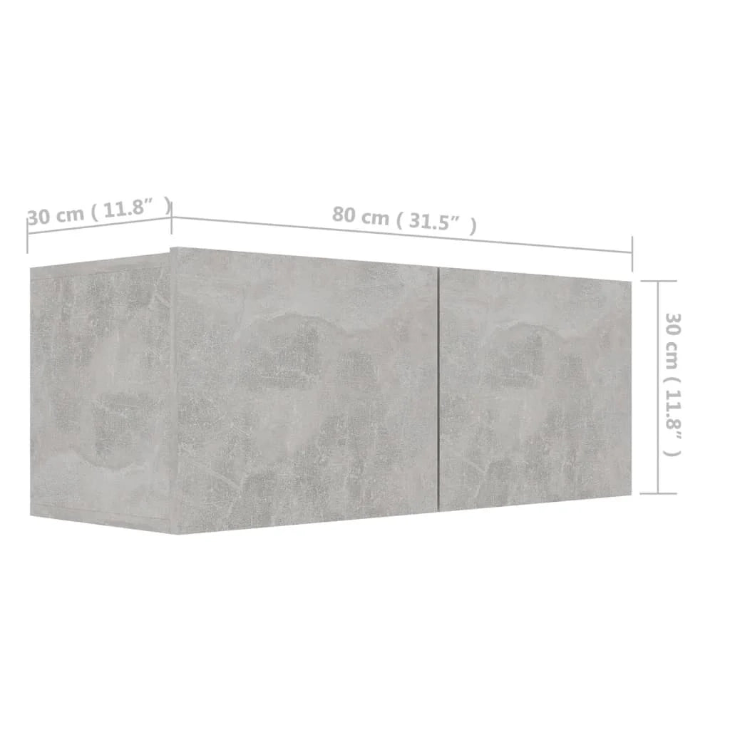 Mobile TV multimediale mensola TV credenza TV sala da pranzo soggiorno camera da letto 80 x 30 x 30 cm legno ingegnerizzato grigio 02_0026219