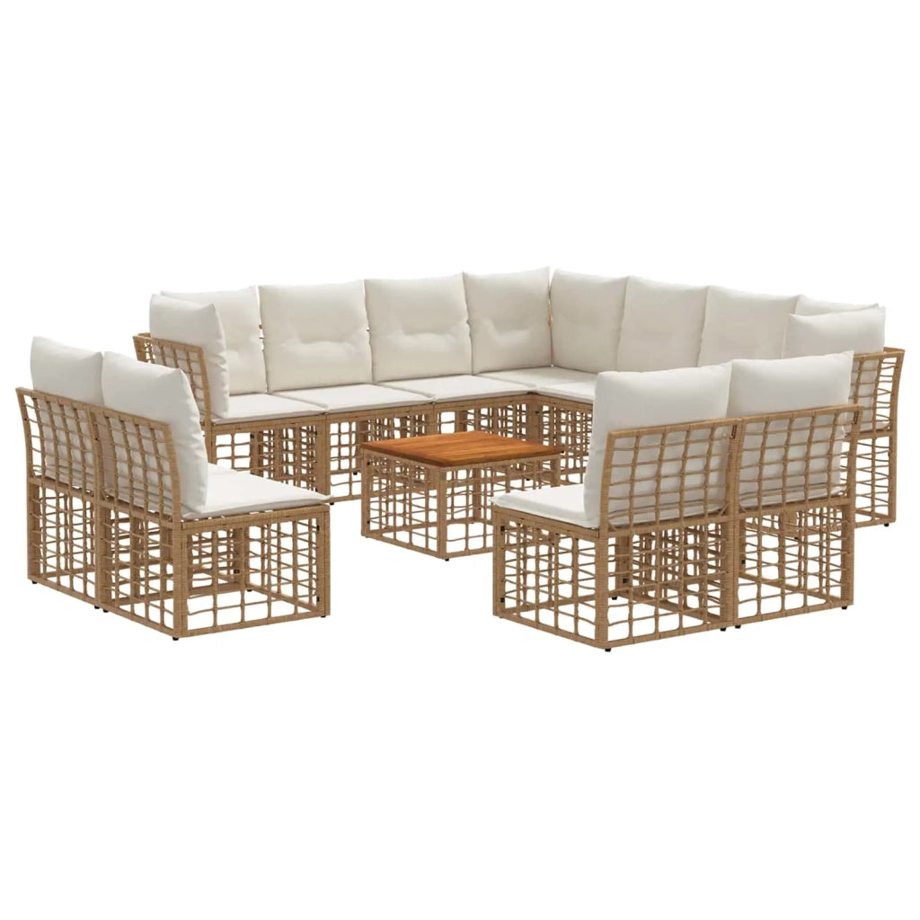 Set di divani da esterno 12 pcs Naturale e Bianco Crema