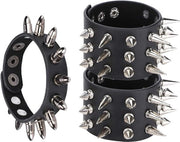3 pezzi di cinturino da polso punk con spillo in pelle separabile - cinturino da polso nero - manubrio a chiodo.