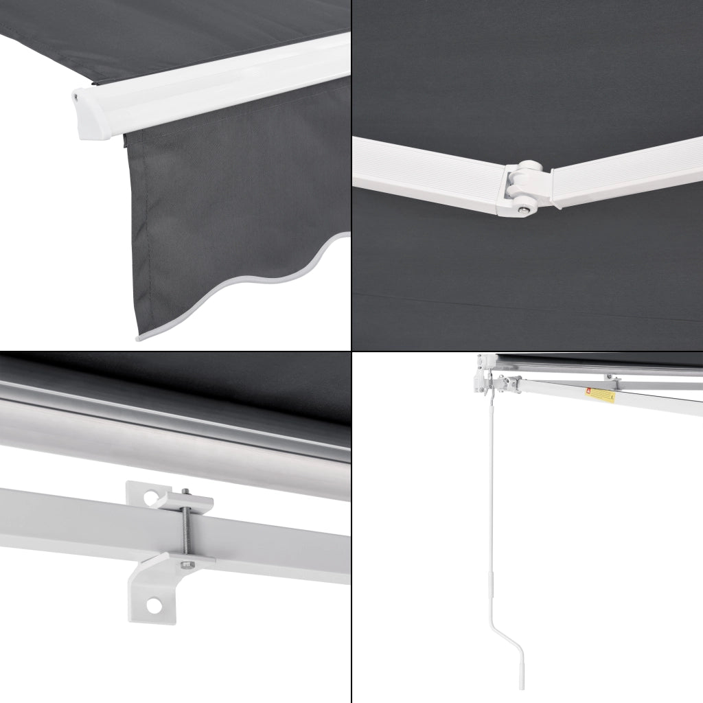 Tenda da Sole a Muro Bitonto con Bracci Estensibili e Manovella 350 x 250 cm (LxP) Grigio Scuro [en.casa]