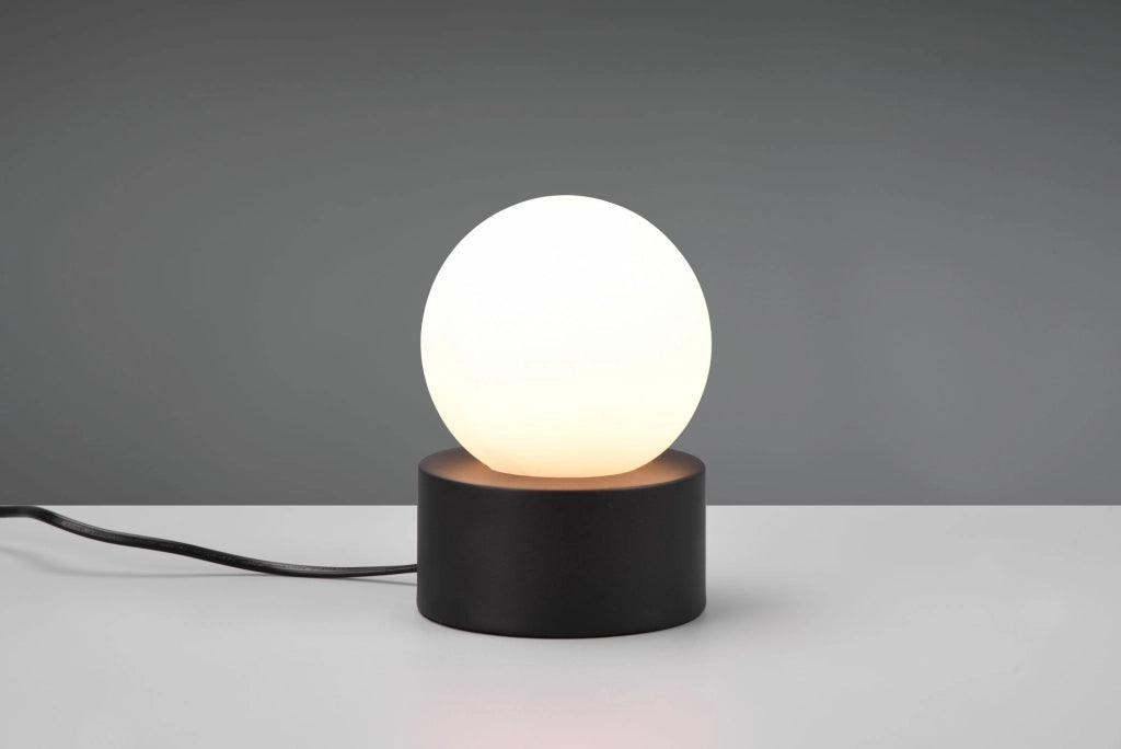 COUNTESS LAMPADA DA TAVOLO BASE IN METALLO NERO CON VETRO BIANCO ACCENSIONE TOUCH H. 17CM 1 LUCE ATTACCO E14