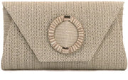 Borsa da Spalla in Raffia Tessuto per Donna - Portafoglio Crossbody Elegante per Estate, Spiaggia, Matrimoni e Feste Formali, Borsa a Mano con Cinturino Rimovibile in Khaki
