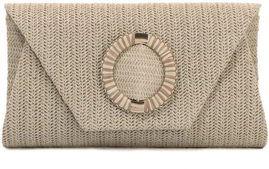 Borsa da Spalla in Raffia Tessuto per Donna - Portafoglio Crossbody Elegante per Estate, Spiaggia, Matrimoni e Feste Formali, Borsa a Mano con Cinturino Rimovibile in Khaki