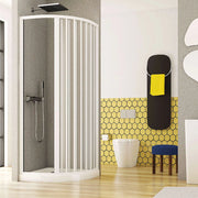 Box doccia 70x70 circolare a soffietto in PVC bianco apertura laterale e chiusura calamitata Teti