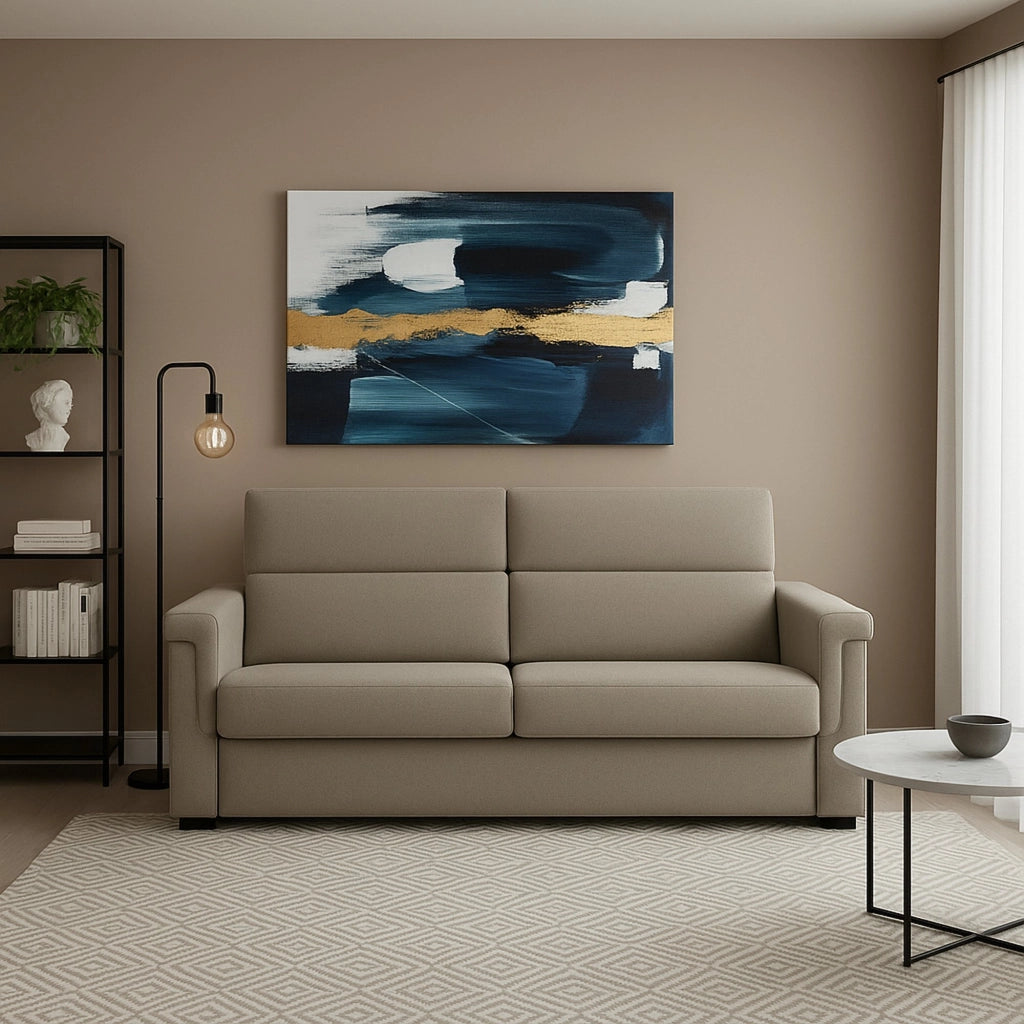 Flaibano, Divano Fisso 2 Posti Sfoderabile Made in Italy, 205x95x100h cm Grigio Tortora
