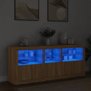Credenza con Luci LED-Buffet-Armadio da cucina Rovere Sonoma 162x37x67 cm 162156