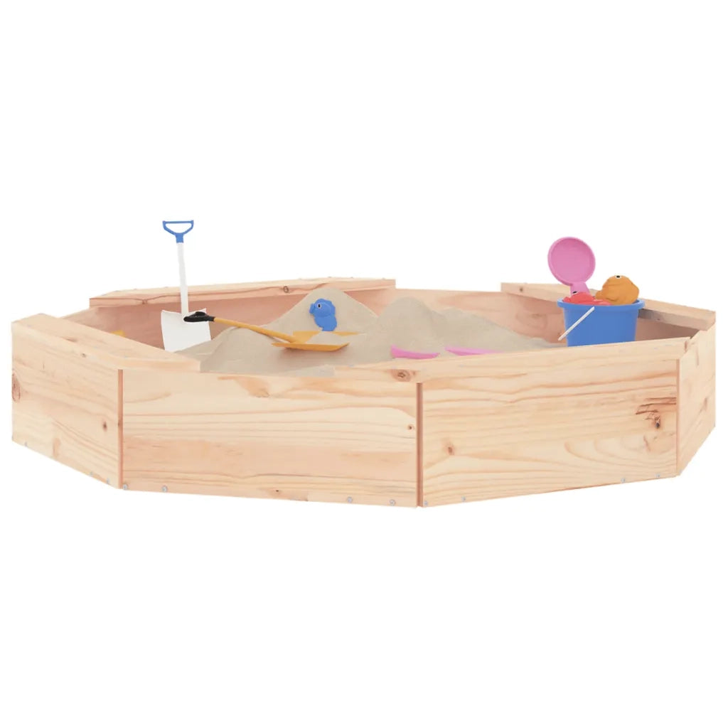 Sabbiera con Sedute Ottagonale in Legno Massello di Pino 825009