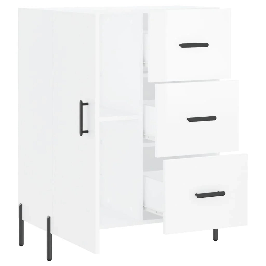 Buffet credenza cassettiera mobiletto mobile contenitore organizer per cucina soggiorno finitura lucida 69,5 x 34 x 90 cm legno ingegnerizzato bianco 02_0030743