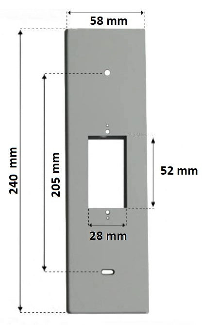 PLACCA 205MM IN ALLUMINIO LUCIDO CON PULSANTE COPRI AVVOLGITORE MOTORE TAPPARELLA