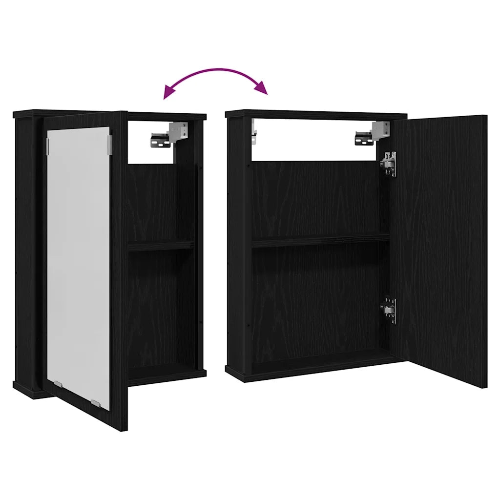 vidaXL Mobile da Bagno con Specchio Rovere Nero 42x12x60 cm Truciolato