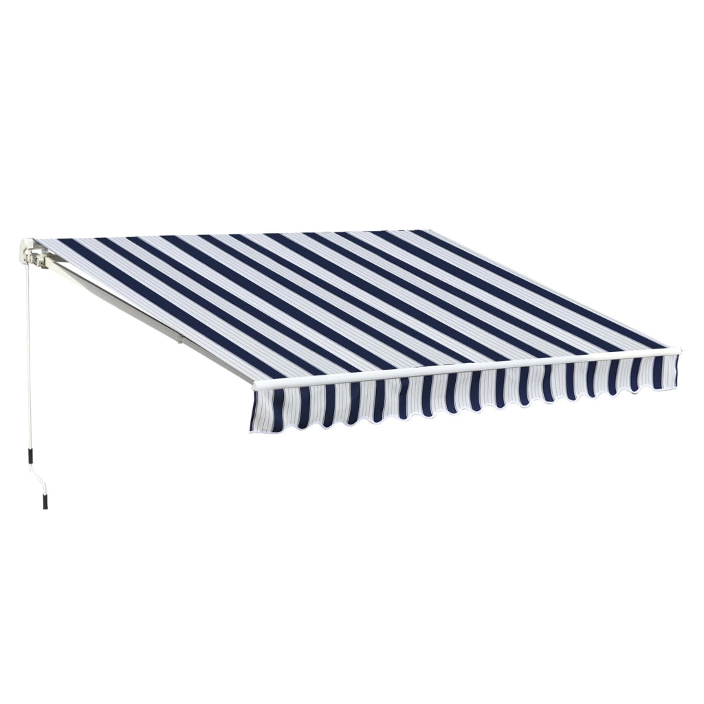 Easycomfort Tenda da Sole a Bracci per Esterno con Manovella, Metallo e Poliestere, 3x2.5m Blu e Bianco