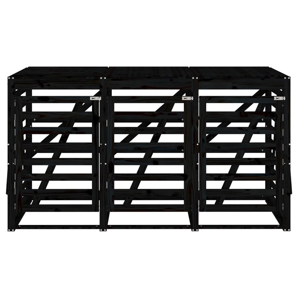 Copribidone Triplo Nero in Legno Massello di Pino 3157695