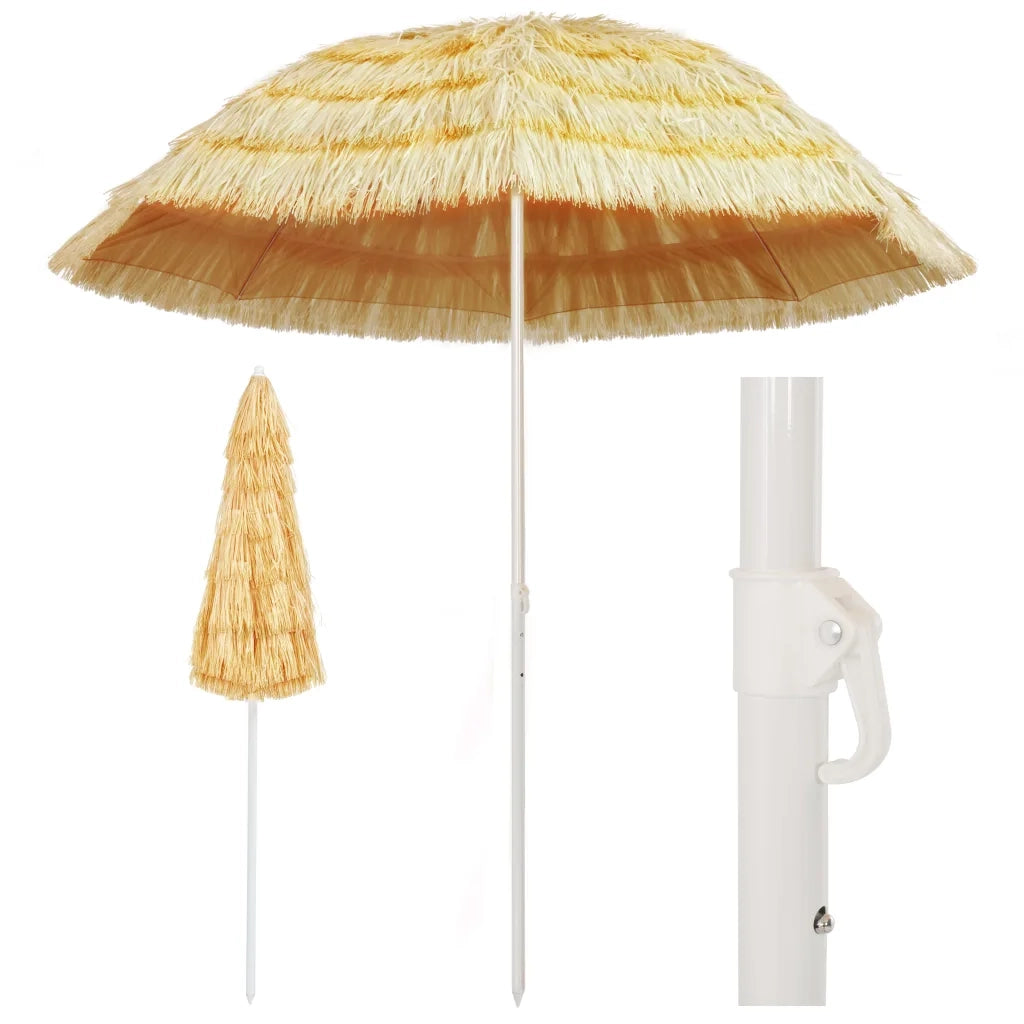 Ombrellone da spiaggia inclinabile 240 x 210 x 215 cm protezione UV stile hawaiano in PP naturale 02_0045904