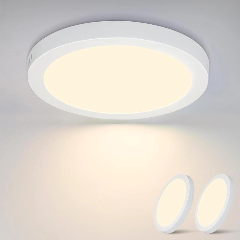 ZMH Lampada da soffitto LED set 2 pezzi tonda 18W 3000K IP44 23cm bianca moderna per corridoio interno