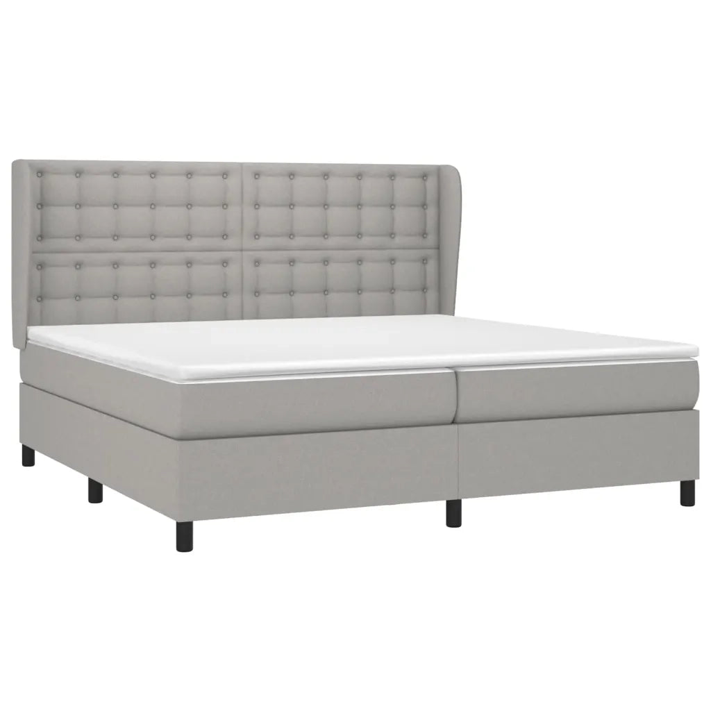 Giroletto a Molle con Materasso Grigio Chiaro 200x200cm Tessuto 3128309