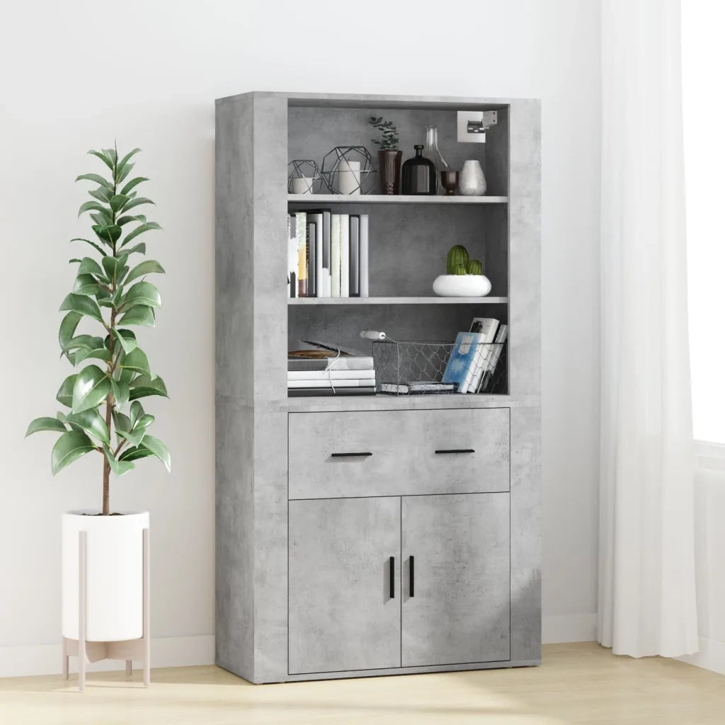 Credenza-Buffet-Armadio da cucina Grigio Cemento in Legno Multistrato 151361