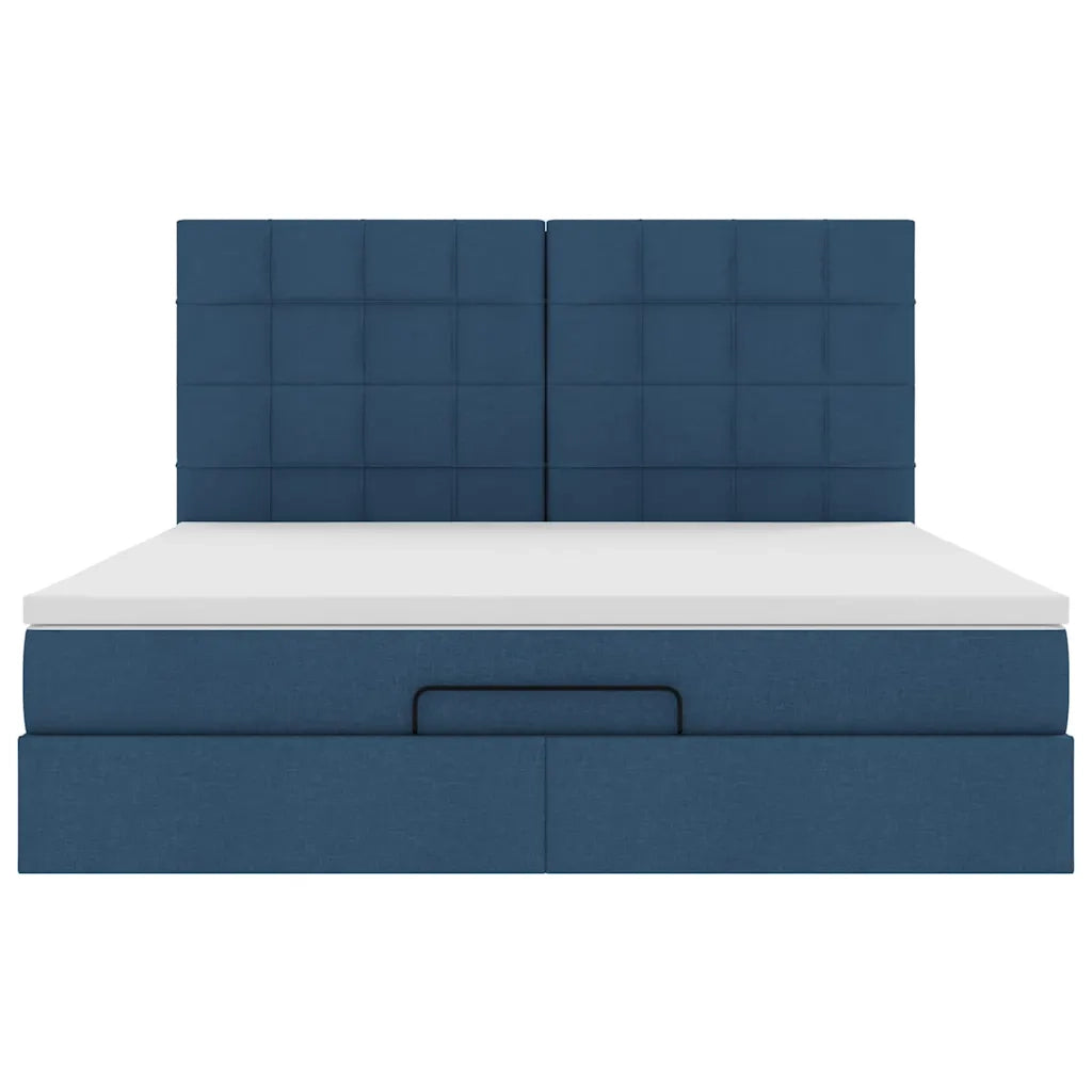 vidaXL Struttura Letto Pouf con Materasso Blu 160x200 cm in Tessuto