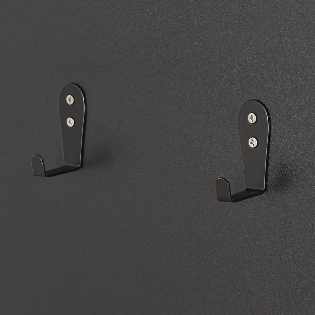 Pannello Ingresso Helsinge con Specchio Mensole e Ganci - Nero / Effetto Legno [en.casa]