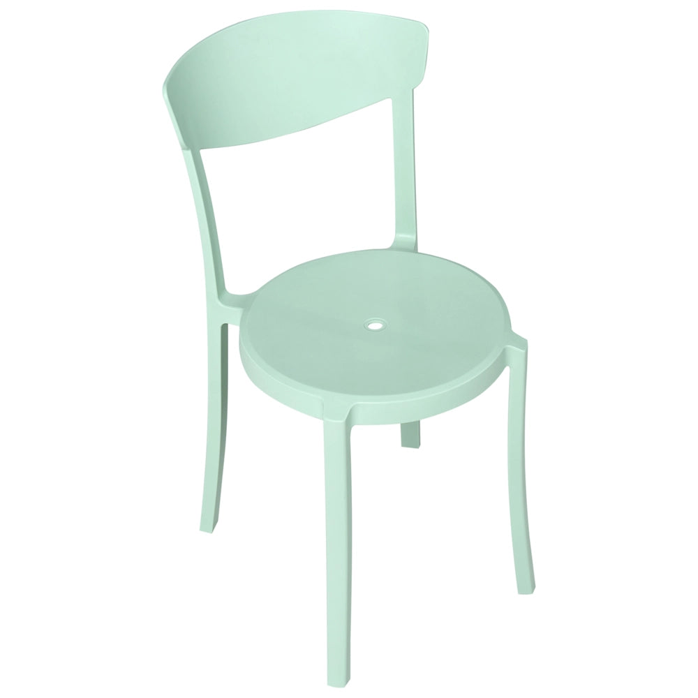 Set di 4 sedie da giardino verde menta in polipropilene leggero e resistente alle intemperie per interni ed esterni dal design moderno