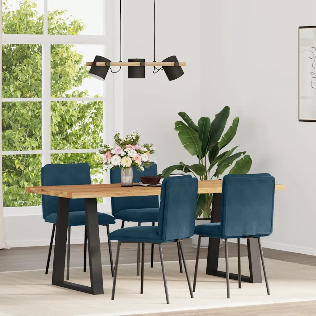 vidaXL Sedie da Pranzo 4 pz Blu in Velluto