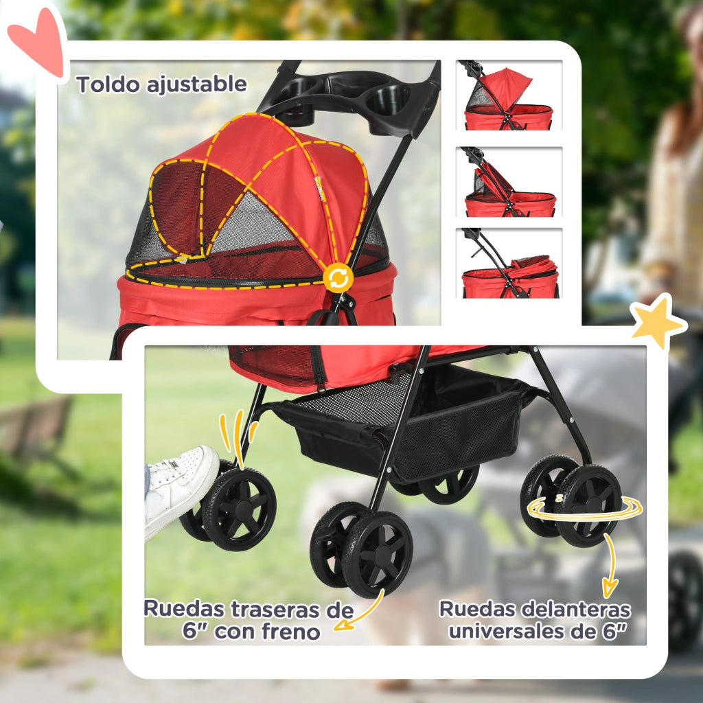Casetta per Cani Piccoli con Ruote e Finestre ¨C Zephmum ¨C Rosso 67x45x96 cm