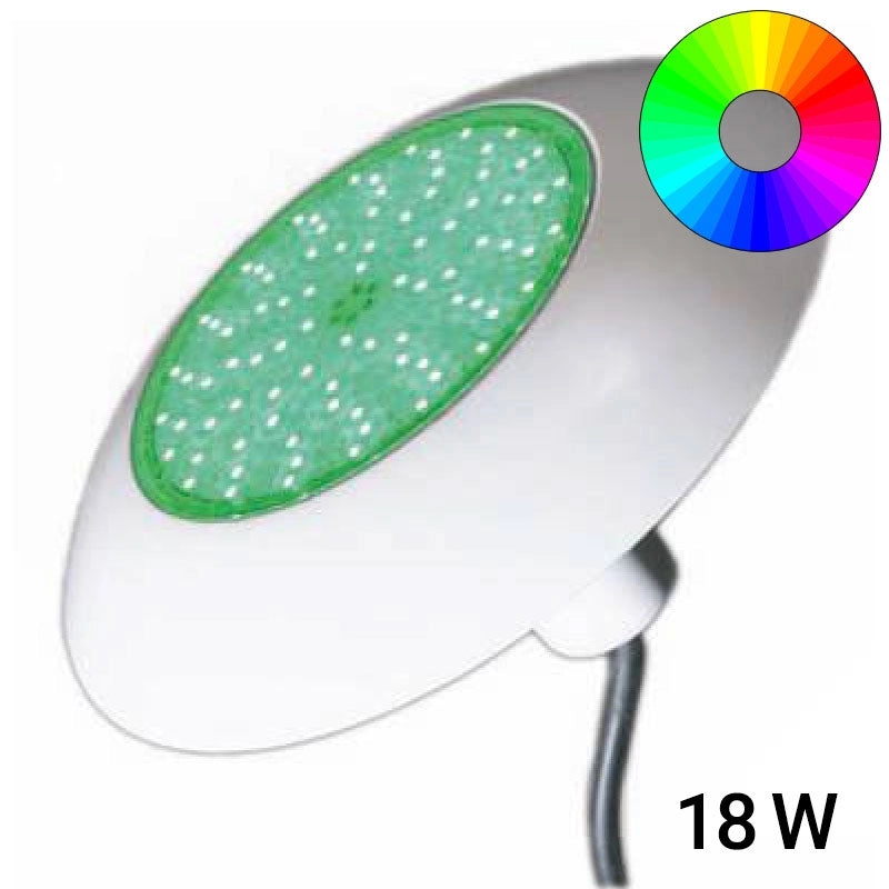 Faro Led Per Bocchetta Piscina  297 Mm Rgb da 780 Lumen - 18 W per Pvc O Piastrelle
