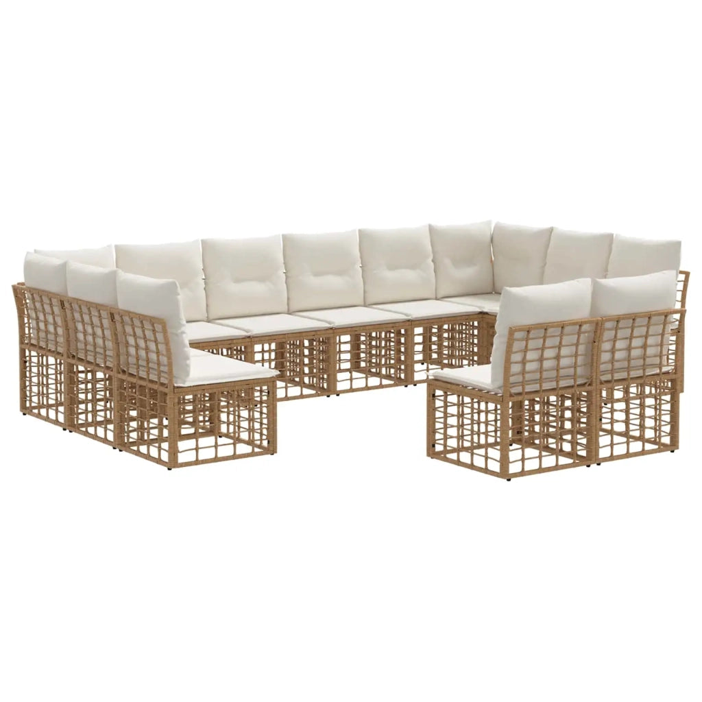Set di divani da esterno Naturale e Bianco Crema Poliestere