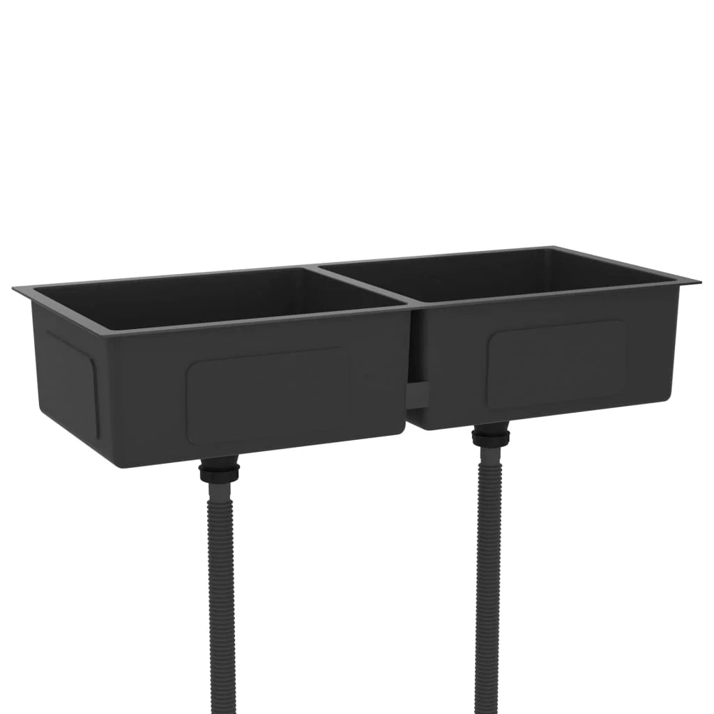 Lavello da cucina fatto a mano lavabo da cucina bagno arredamento per la casa 100 x 44 cm acciaio inox nero 02_0002474