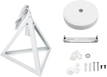 LAMPADARIO DA SOFFITTO A SOSPENSIONE FORMA TRIANGOLO 3D PORTA LAMPADINA E27 bianco