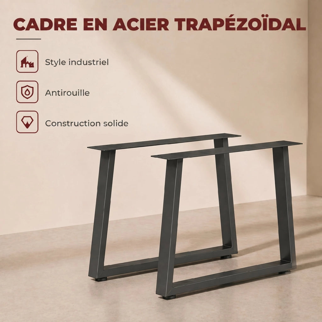 Gambe da tavolo in acciaio ¨C zephmum ¨C nero 60x43 cm